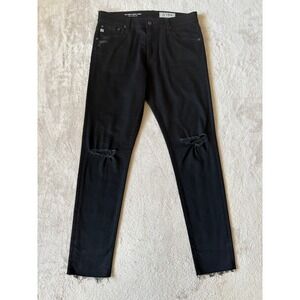 AG Jeans Farrah Skinny‎ Ankle Distressed Black Wash Denim Jeans Size 29